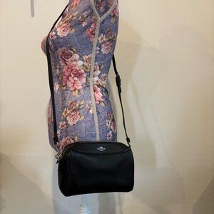 Coach Bennett black leather crossbody mini barrel bag